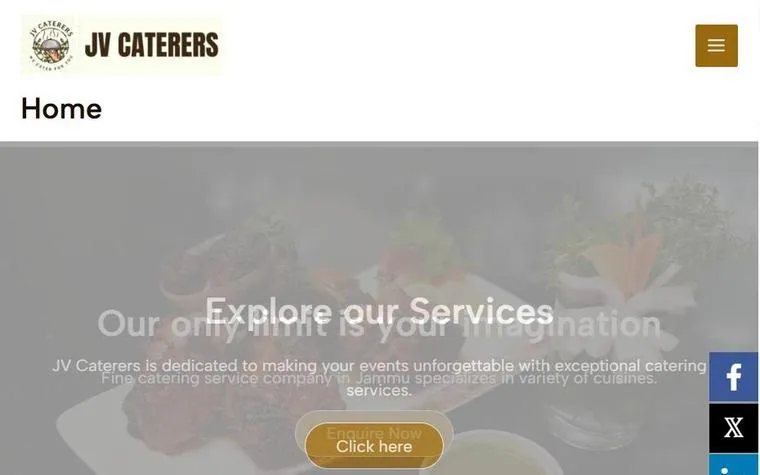 Homepage of JV Caterers