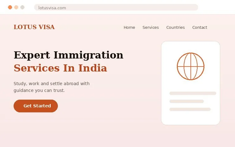 Homepage of Lotus Visa